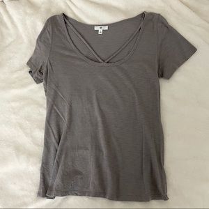 grey V neck t-shirt